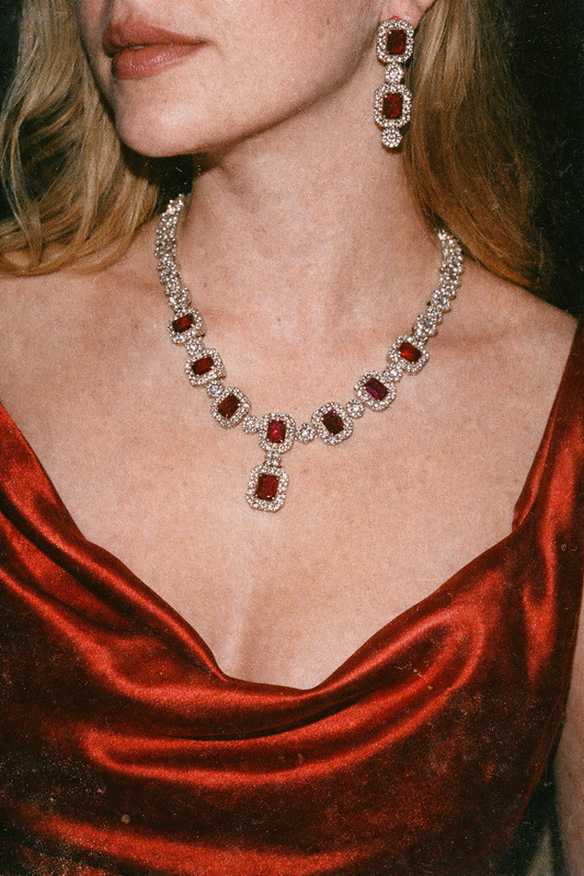 Ruby Luxe Crystal Statement Necklace Set
