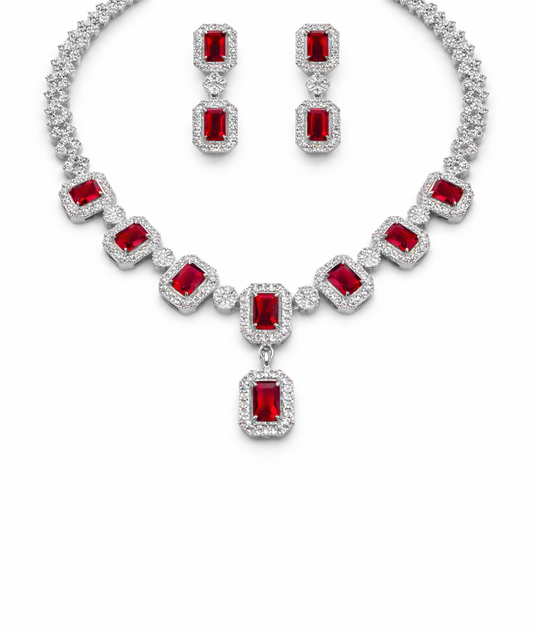 Ruby Luxe Crystal Statement Necklace Set