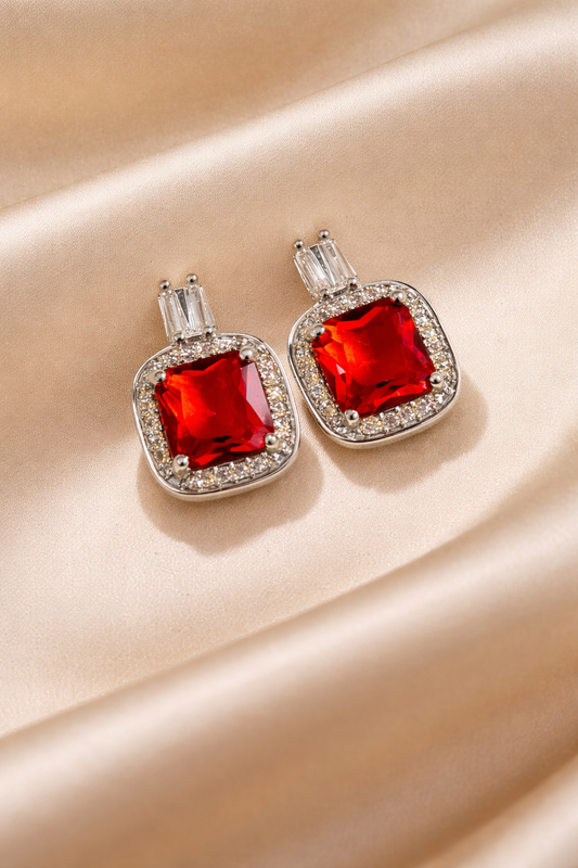 Ruby Luxe Halo Statement Earrings
