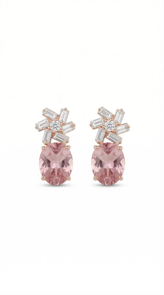 Delicate pink gemstone drops earrings