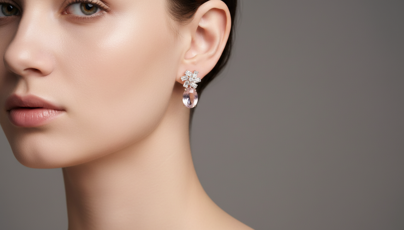 Delicate pink gemstone drops earrings