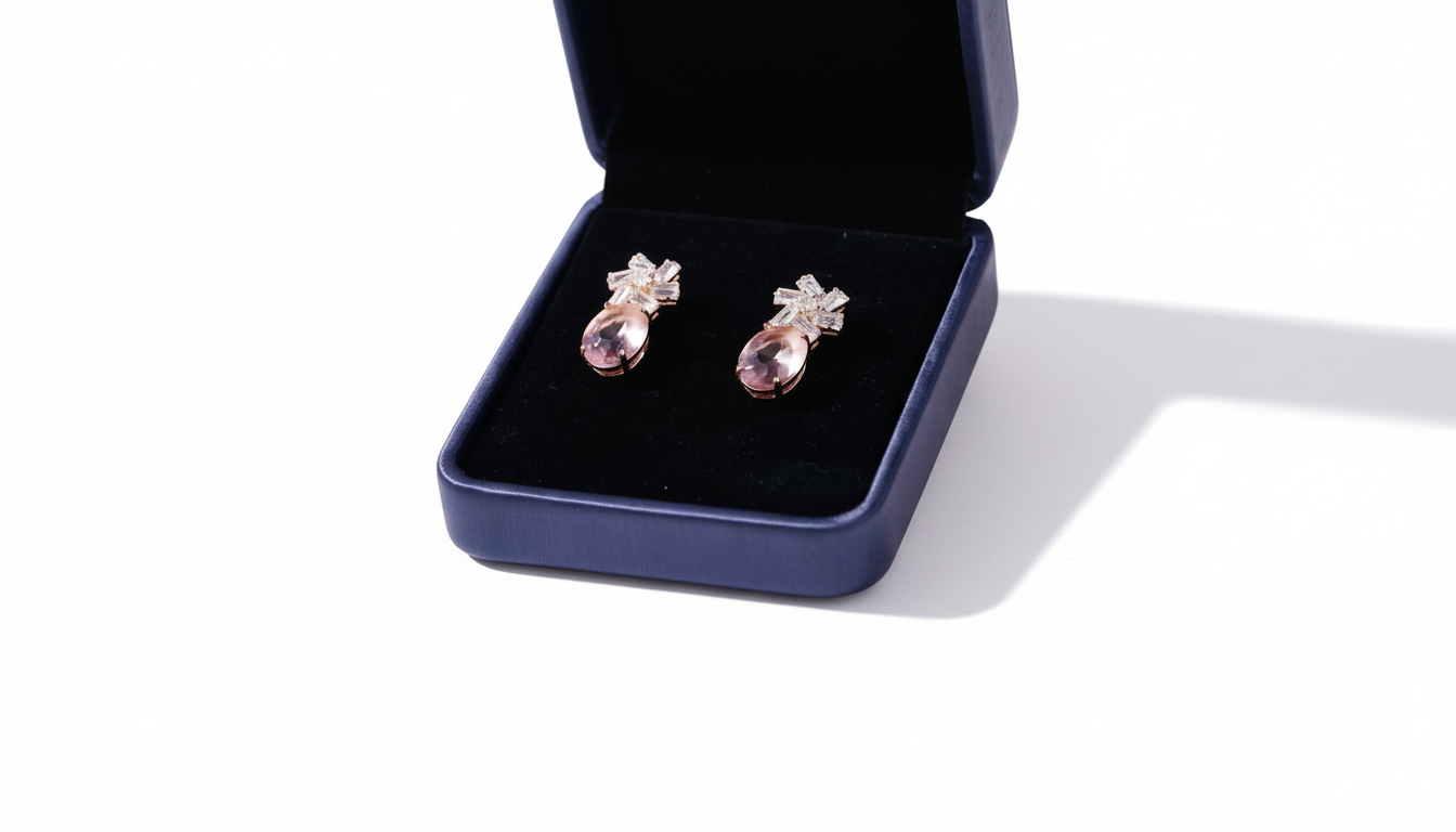 Delicate pink gemstone drops earrings